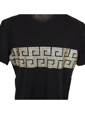 Casa Moda T Shirt Mens Size Medium Black Gold Greek Key Meander NEW